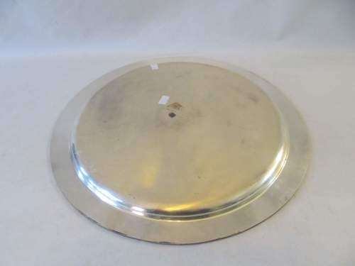 RIBBON & BOW !! Circular Vintage Silver Plated Drinks Tray with Ribbon & Bow Rim