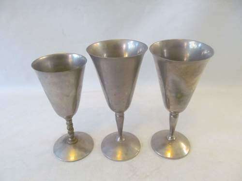J PEREZ !! Vintage Lot of 3 Spanish Silver Plated Goblets - 2 J.Perez & 1 Other