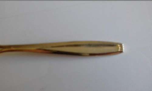 GOLD PLATED !! Vintage Lot/Part Set of Five Identical Japanese Gold Plated Teaspoons