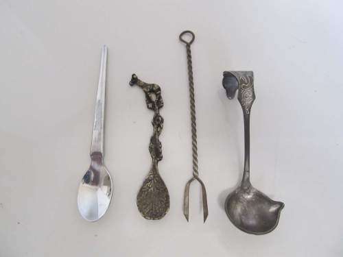 MIXED !! Vintage Lot of Stainless Pickle Fork & 3 Different Mustard Spoons