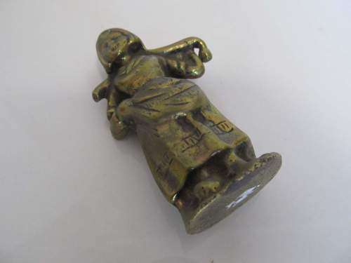 DUTCH !! Antique Early 1900's Solid Brass Figurine of Dutch Period Dress Milkmaid