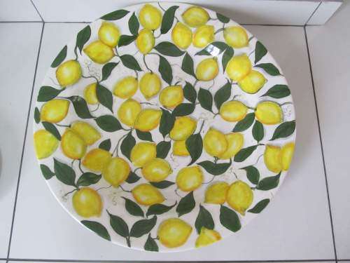 LIMONCELLO !! Large Vintage Italian Art Pottery Ceramic Hand Painted Centerpiece Display Bowl