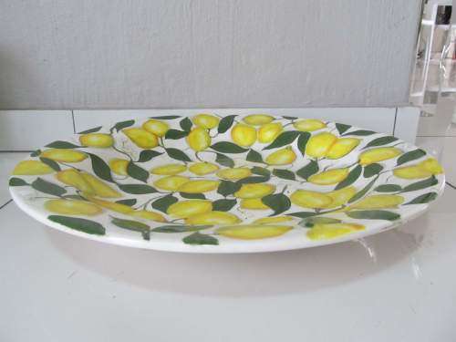 LIMONCELLO !! Large Vintage Italian Art Pottery Ceramic Hand Painted Centerpiece Display Bowl