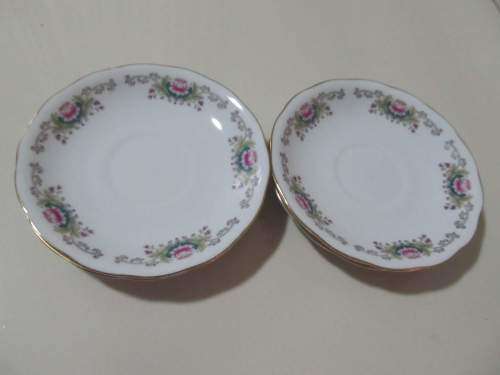 PEONIES !! Vintage Lot of Four Identical Chinese Fine Porcelain Saucers