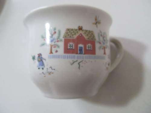 CONTINENTAL !! Vintage Lot of Two Identical Continental Stoneware Tea Duos - Folk