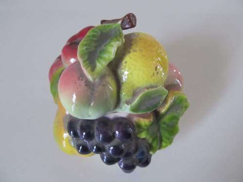 FRUITS !! Vintage Fruits Design Ceramic Sauce Pot / Sugar Bowl