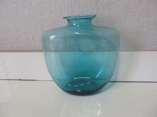 CERULEAN !! Vintage Cerulean Blue Glass Decorative Vase with Flared Rim