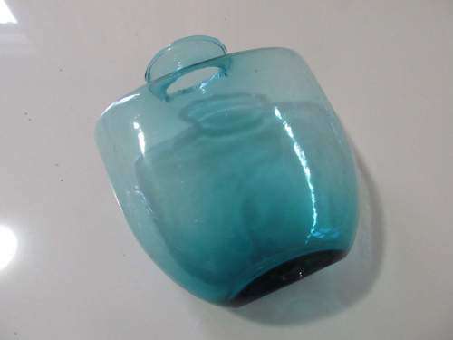 CERULEAN !! Vintage Cerulean Blue Glass Decorative Vase with Flared Rim