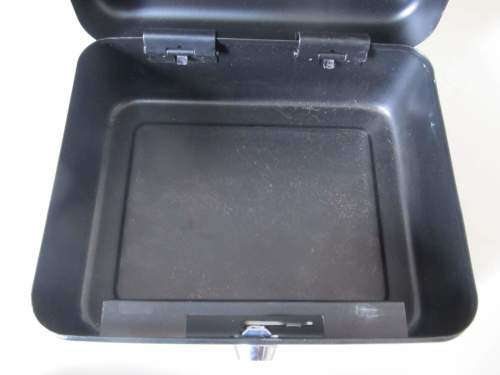 CASH BOX !! Contemporary Black Metal Cash Box 19.8cm Length