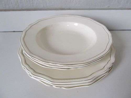 GRINDLEY !! Vintage Lot/Part Set of 3 Alfred Meakin Porcelain Dinner Plates & 3 Salad Bowls