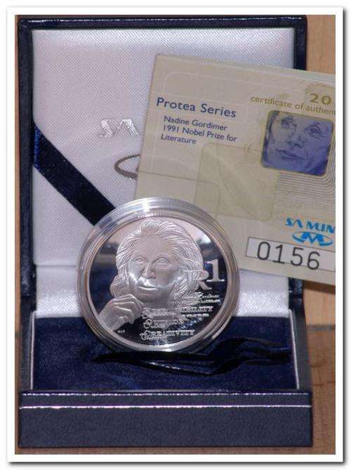 2010 Nadine Gordimer Silver Proof R1 in SAM box with COA-- No 816
