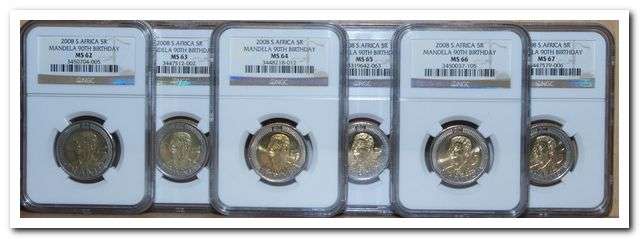 Mandela NGC Graded set 2008--MS62 to MS67