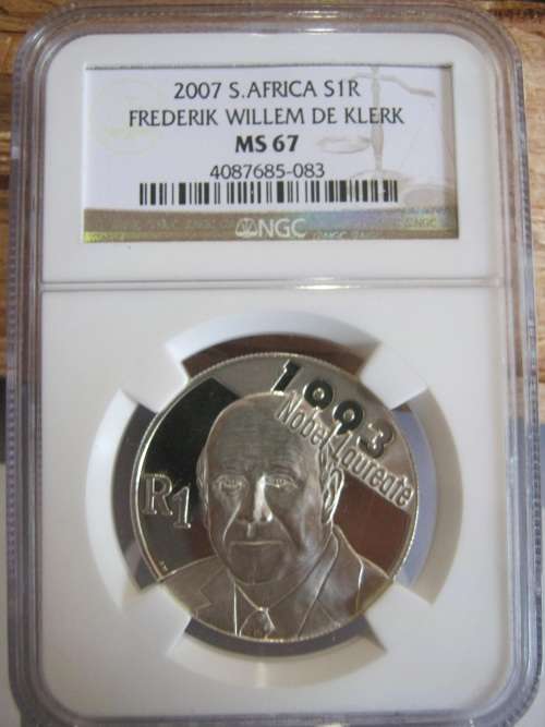 2007 De Klerk graded by NGC MS67 Silver R1- Only 882 minted