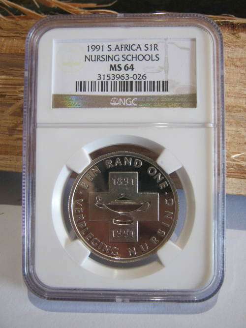 1991 MS64 Nursing Silver R1 graded by NGC Protea series