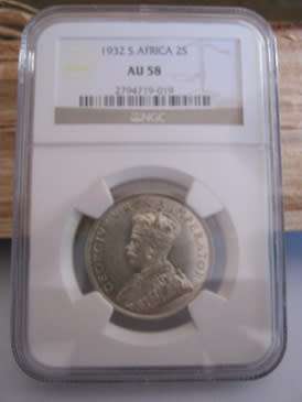 1932 AU 58  2 Shilling graded by NGC