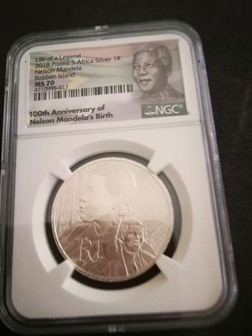 2018 Mandela graded by NGC as MS70 Robben Island silver R1