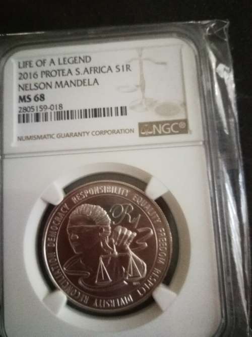 2016 Mandela-Life of a legend- MS68 Silver R1 graded by NGC.