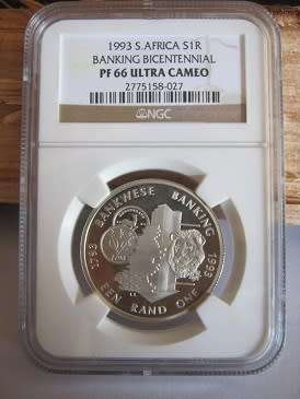 1993 NGC Graded PF66 Ultra Cameo  Banking silver R1  Protea series