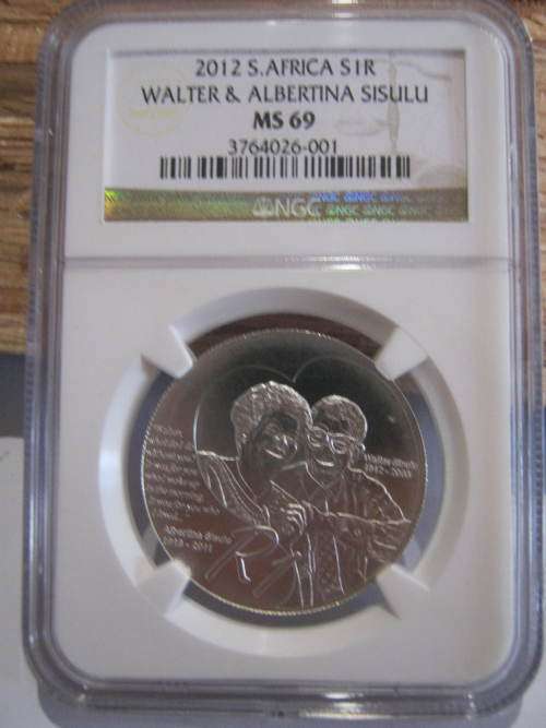 2012 silver R1 Walter & Albertina Sisulu MS69 graded by NGC