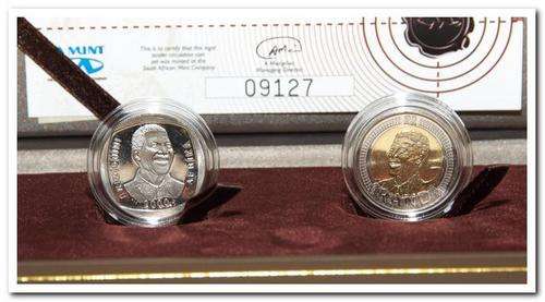 SA Mint - The Nelson Mandela Commemorative R5 Coin Set  2000/2008 coins