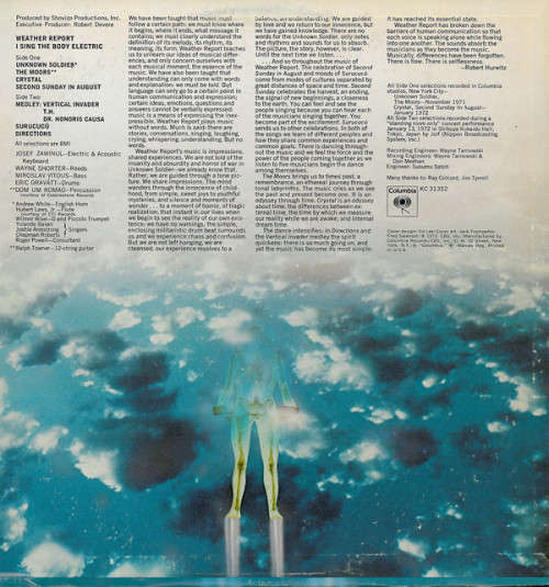 Weather Report - I Sing the Body Electric LP (IMPORT) Excellent Condition
