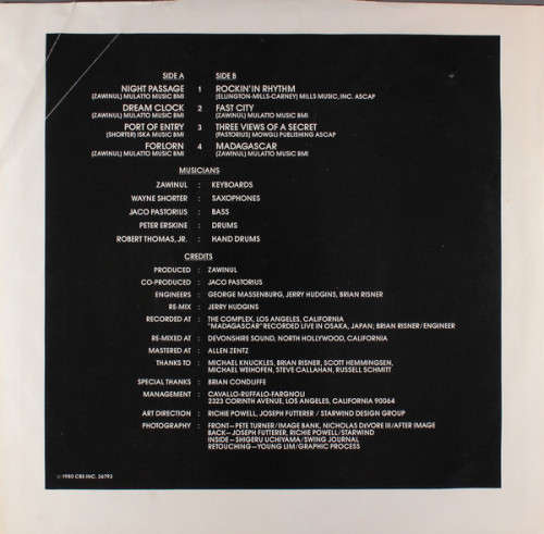 Weather Report - Night Passage LP (IMPORT) Excellent Condition