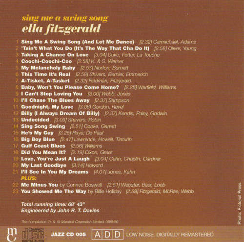 Ella Fitzgerald - Sing Me a Swing Song CD Mint Condition (IMPORT)