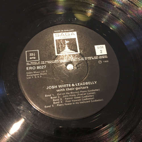 Josh White and Leadbelly  With Their Guitars Vinyl LP (IMPORT) Excellent Condition