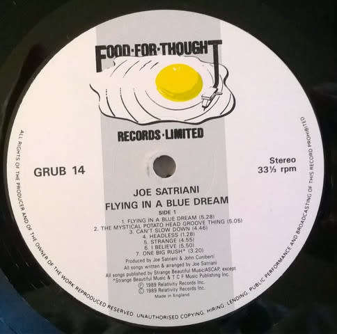 Joe Satriani  Flying In A Blue Dream Vinyl LP (IMPORT) Excellent Condition