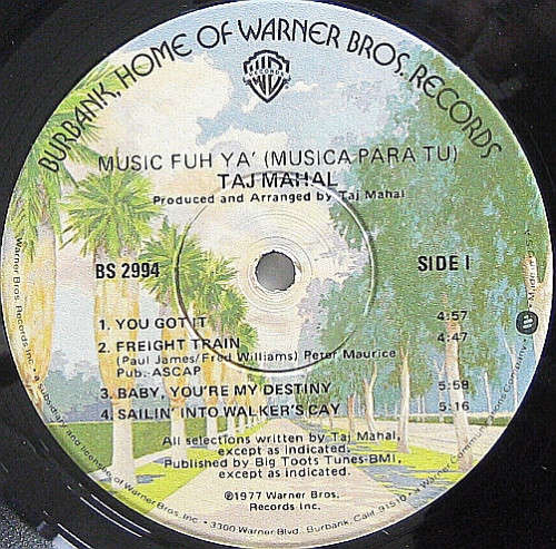 Taj Mahal  Music Fuh Ya` Vinyl LP (IMPORT)