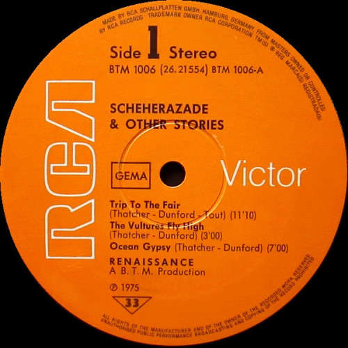 Renaissance - Scheherazade And Other Stories Vinyl LP (IMPORT) Excellent Condition