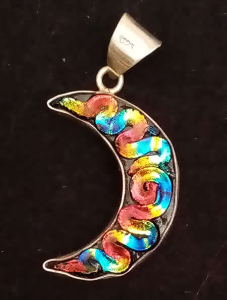 Mexican 925 Sterling Silver With Coloured Moulded Glass Pendant NEW
