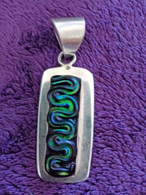 Mexican 925 Sterling Silver With Coloured Moulded Glass Pendant NEW