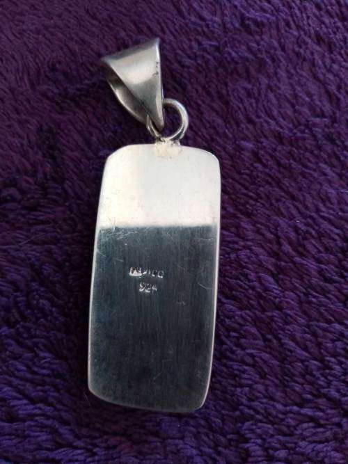 Mexican 925 Sterling Silver With Coloured Moulded Glass Pendant NEW