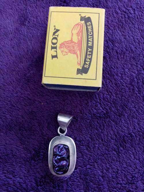 Mexican 925 Sterling Silver With Coloured Moulded Glass Pendant NEW