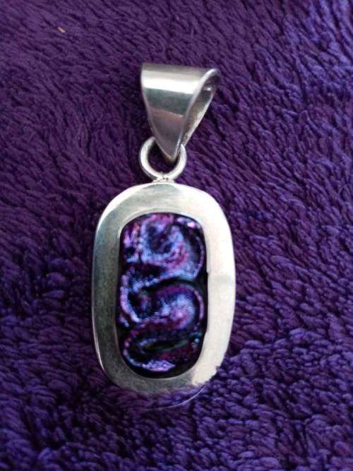 Mexican 925 Sterling Silver With Coloured Moulded Glass Pendant NEW