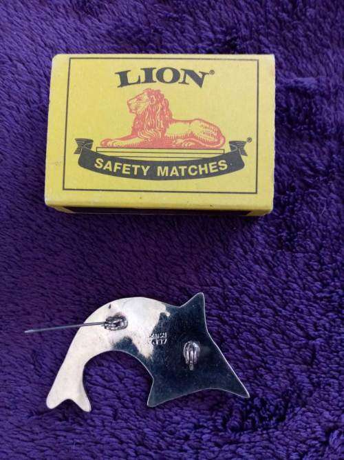 Mexican Alpaca Silver and Paua Abalone Shell Dolphin Brooches