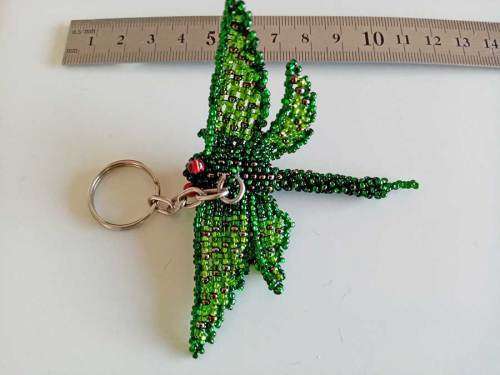 Beaded Dragonfly Key Ring Hand Crafted in Guatemala (Made With High Quality Czechoslovakian Beads)