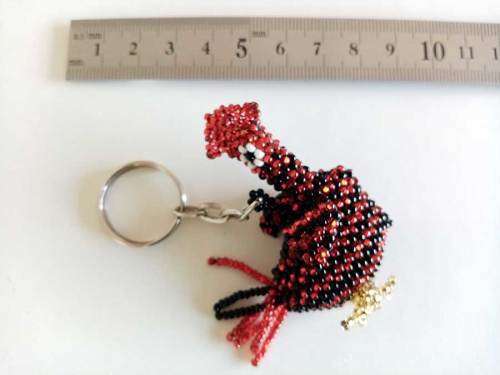 Beaded Chicken Key Ring Hand Crafted in Guatemala (Made With High Quality Czechoslovakian Beads)
