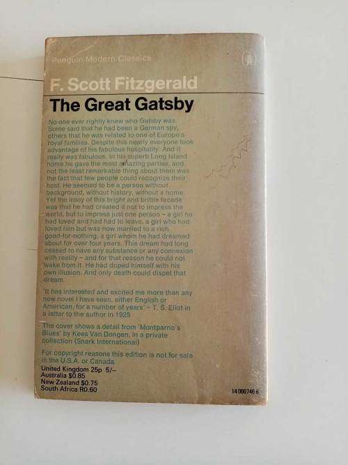The Great Gatsby by F. Scott Fitzgerald 1970 Edition (Good Condition)