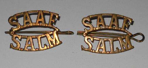 2 X SAAF SHOULDER TITLE WW2 BRASS