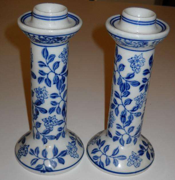 BLUE CERAMIC CANDLESTICKS