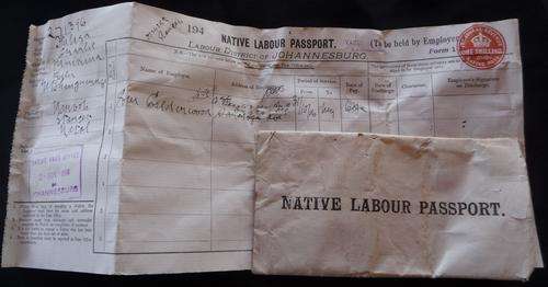 ORIGINAL NATIVE LABOUR PASSPORT - DATED 2 - NOV.1906 ***R1 START*** NO RESERVE!!!