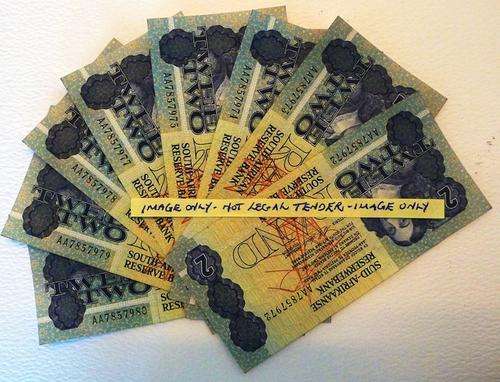 SUID-AFRIKAANSE RESERWEBANK - TWEE RAND - SET OF 10 CONSECUTIVE NOTES ***R1 START*** NO RESERVE!!!