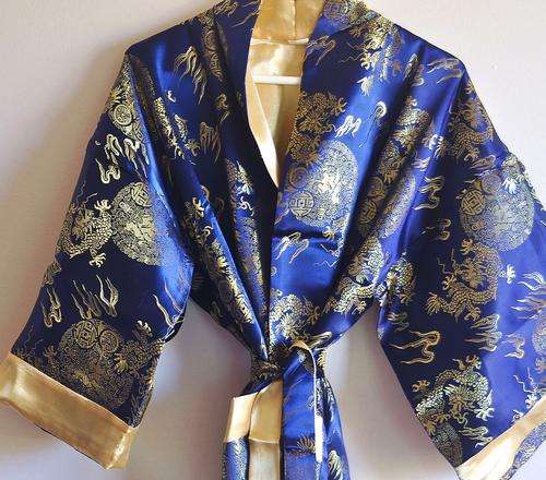 100% Pure Silk Robe Gown - Dragon Motif - STUNNING!!!