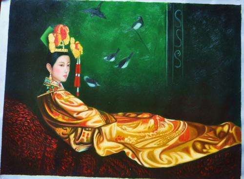 Lady with birds - Oil on Canvas - Signed