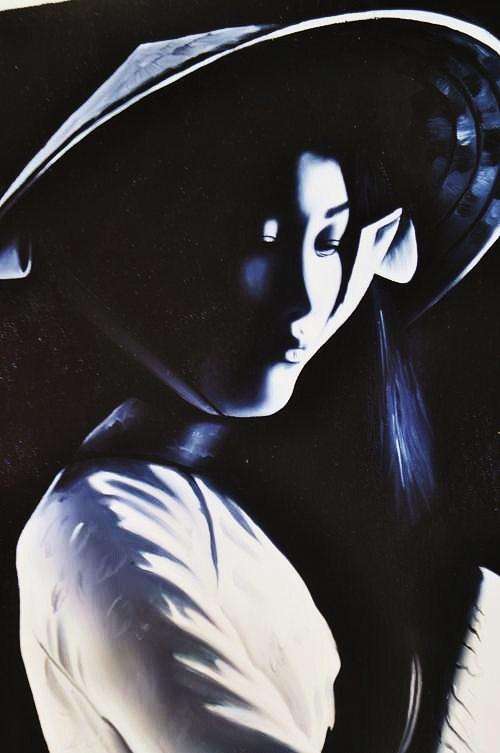 **LOW START** - Monochromatic Beauty - Original Oil On Canvas from Vietnam