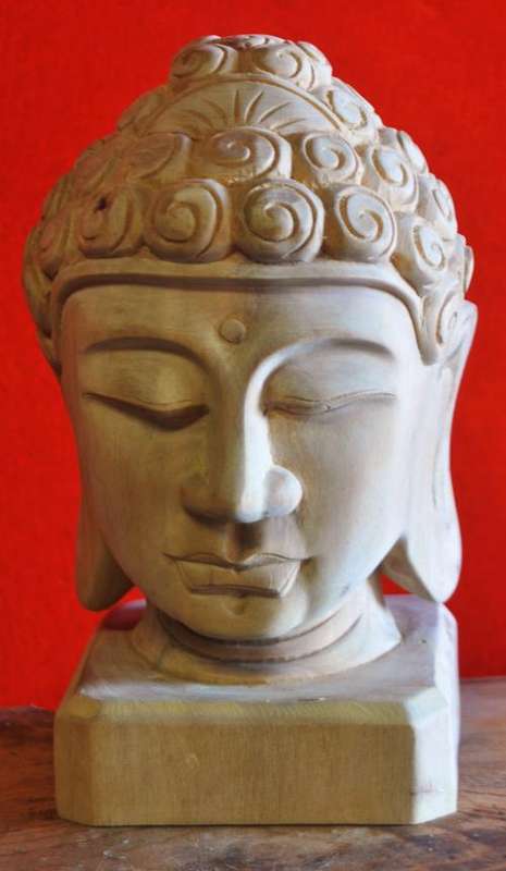 Solid Wood Buddha Head - HAND CARVED - Lovely!!!!!
