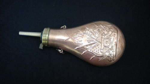 VINTAGE FLINTLOCK GUN POWDER FLASK - AMERICAN CIVIL WAR - REPLICA!!