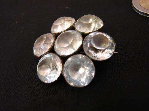 VICTORIAN LARGE PASTE BROOCH / PINCHBEK